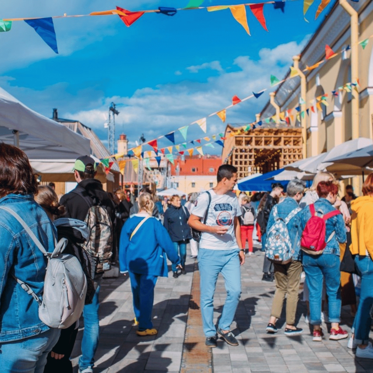 Ambiente festivo del mercado